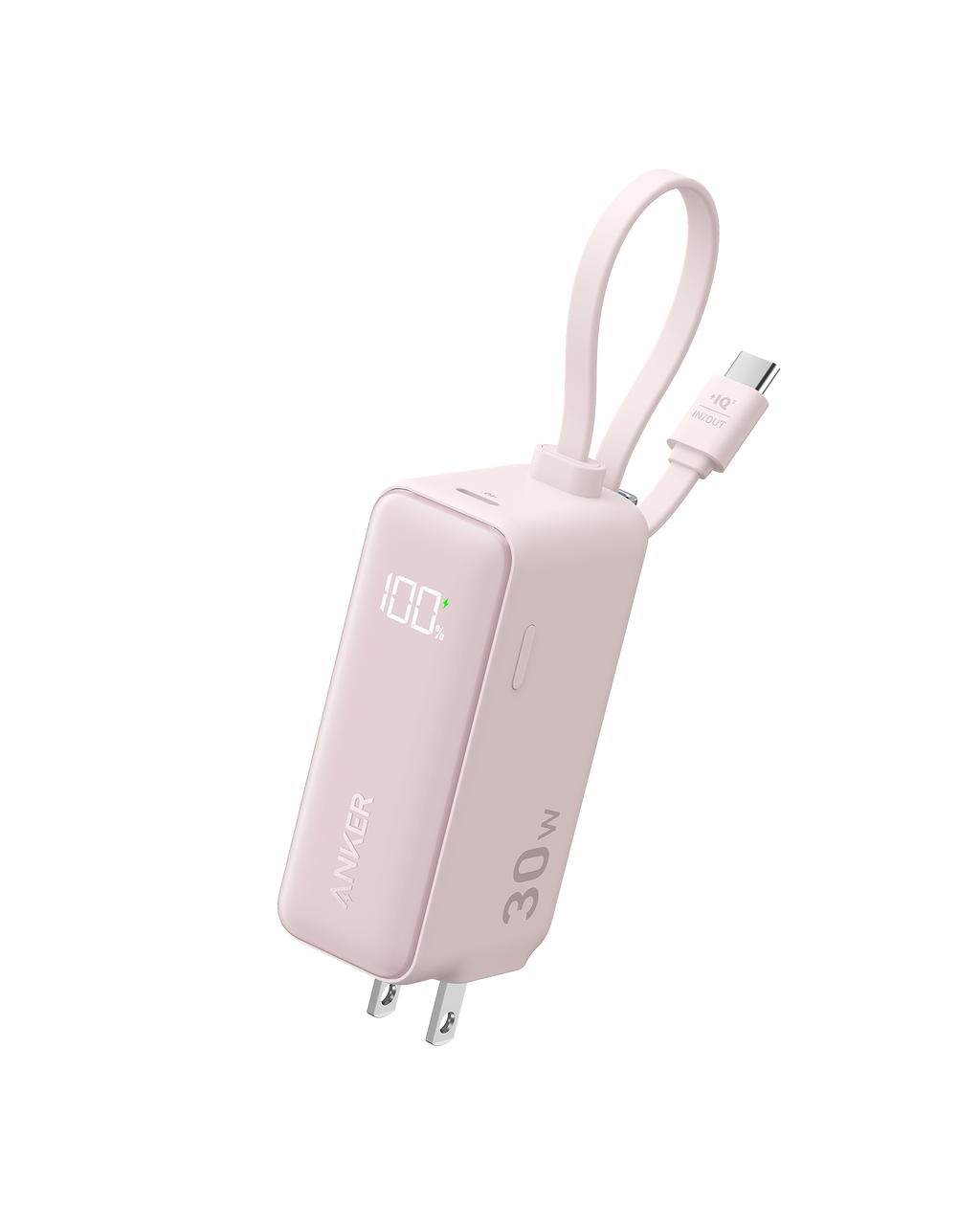 Anker Power Bank (30W, 5k, Fusion, Built-In USB-C Cable) R9 Pink