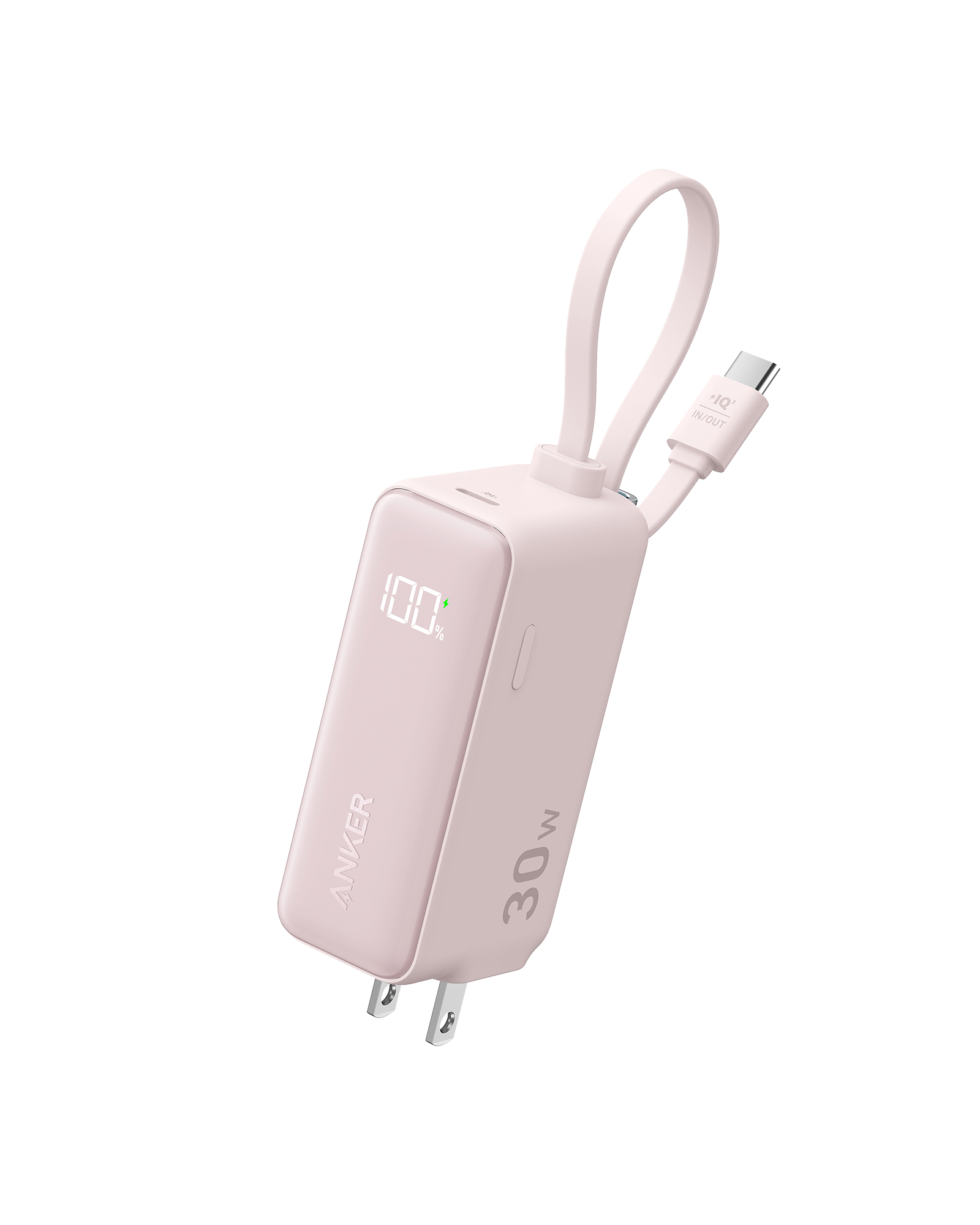 Anker Power Bank (30W, 5k, Fusion, Built-In USB-C Cable) R9 Pink