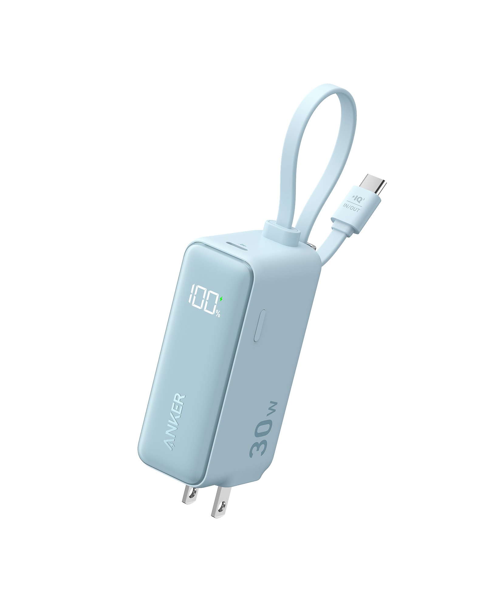 Anker Power Bank (30W, 5k, Fusion, Built-In USB-C Cable) R9 Baby Blue