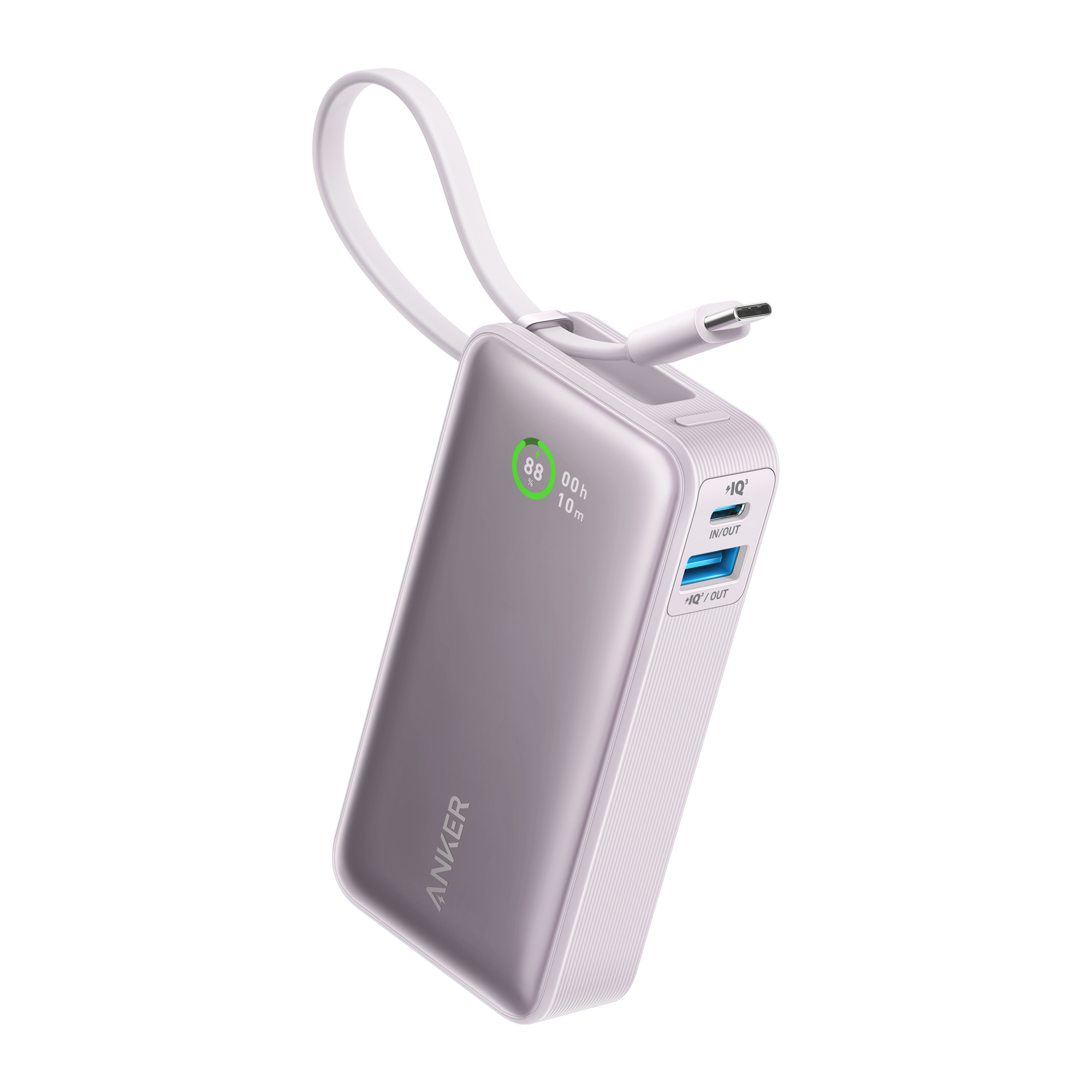 Anker Nano Power Bank (30W, Built-In USB-C Cable) C6 Lilac Purple