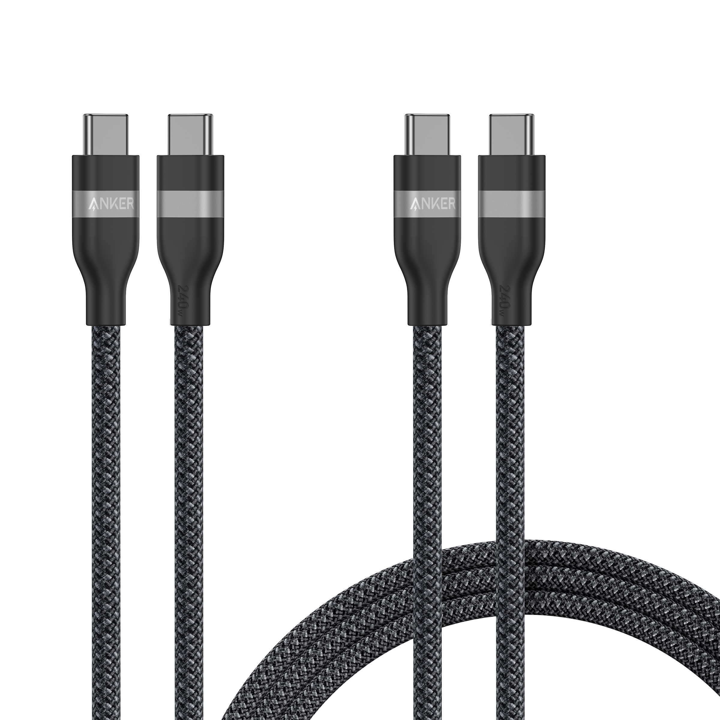 Anker USB-C to USB-C Cable (3 ft / 6 ft, 240W, Upcycled-Braided, 2-Pack) S3 3ft × 6ft