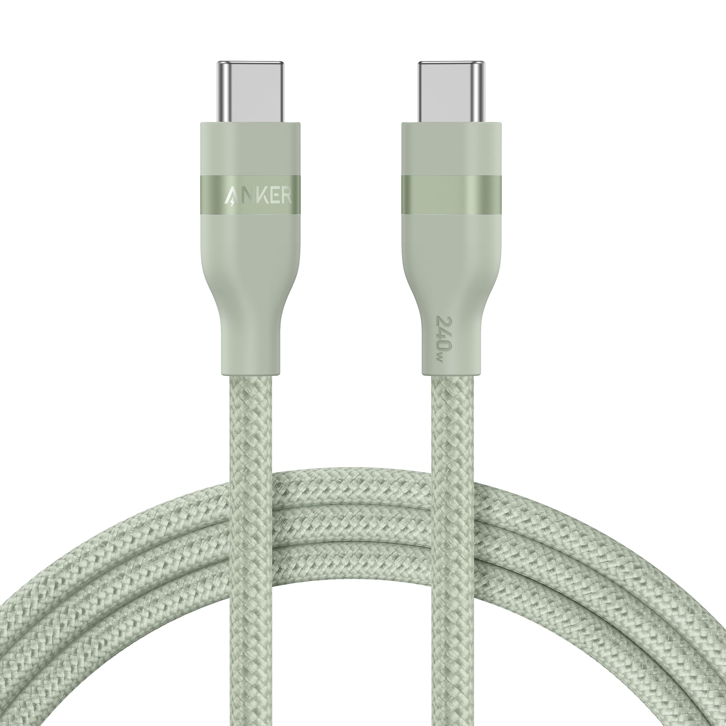 Anker USB-C to USB-C Cable (3 ft / 6 ft, 240W, Upcycled-Braided) T1 6 ft / Sprout Green