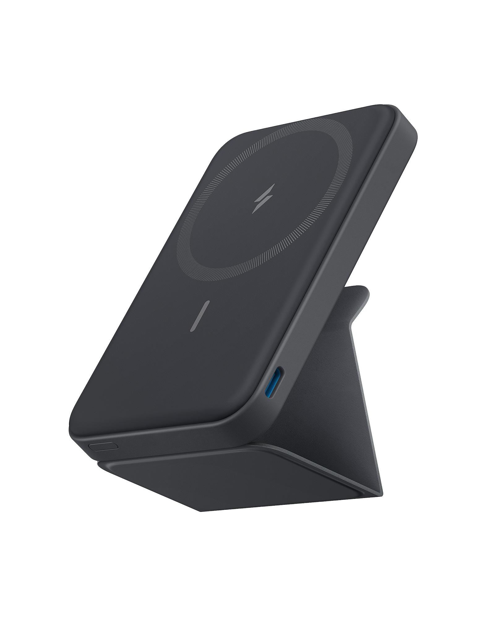 Anker with foldable stand for magnetic wireless charging