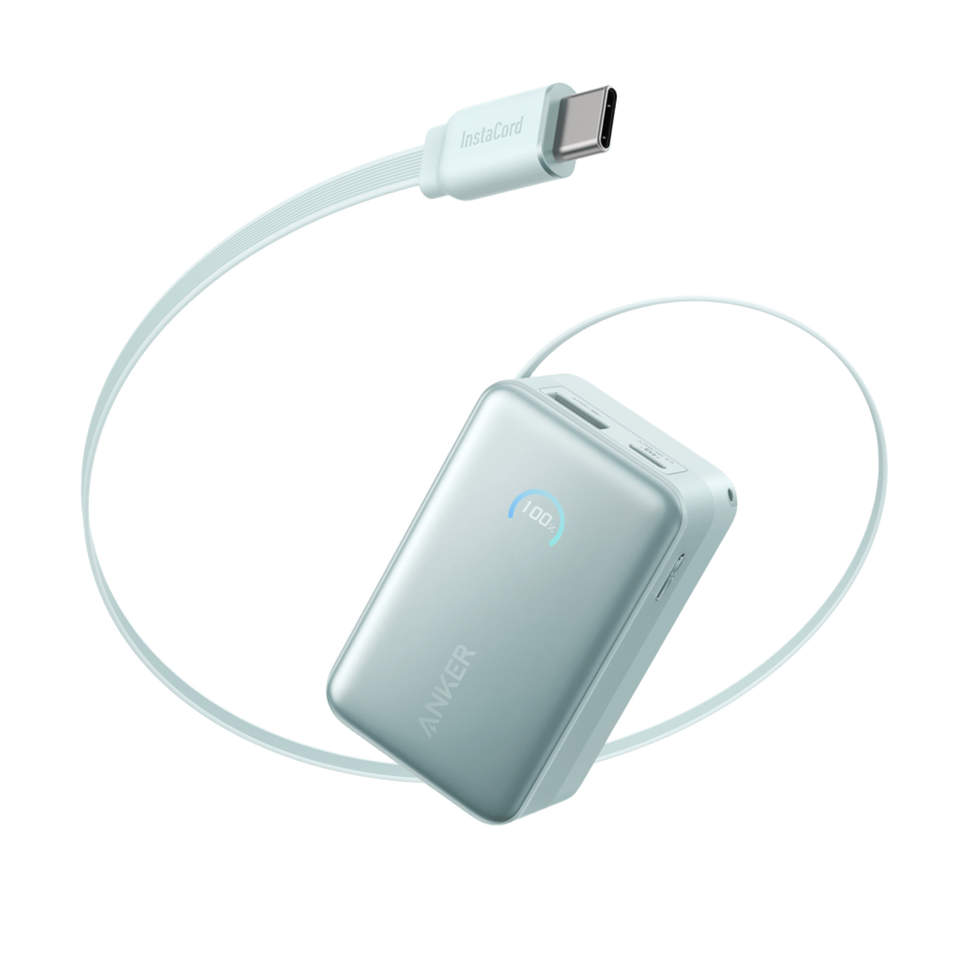 Anker Nano Power Bank (10K, 45W, Built-In Retractable USB-C Cable) Q8 Teal Oasis