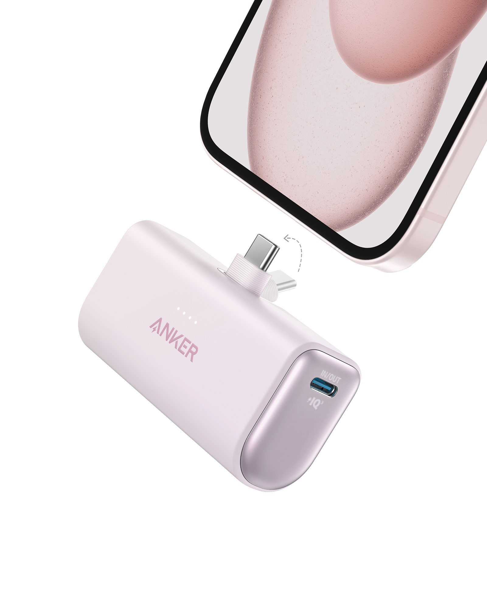 Anker Nano Power Bank (22.5W, Built-In USB-C Connector) H5 Lotus Pink