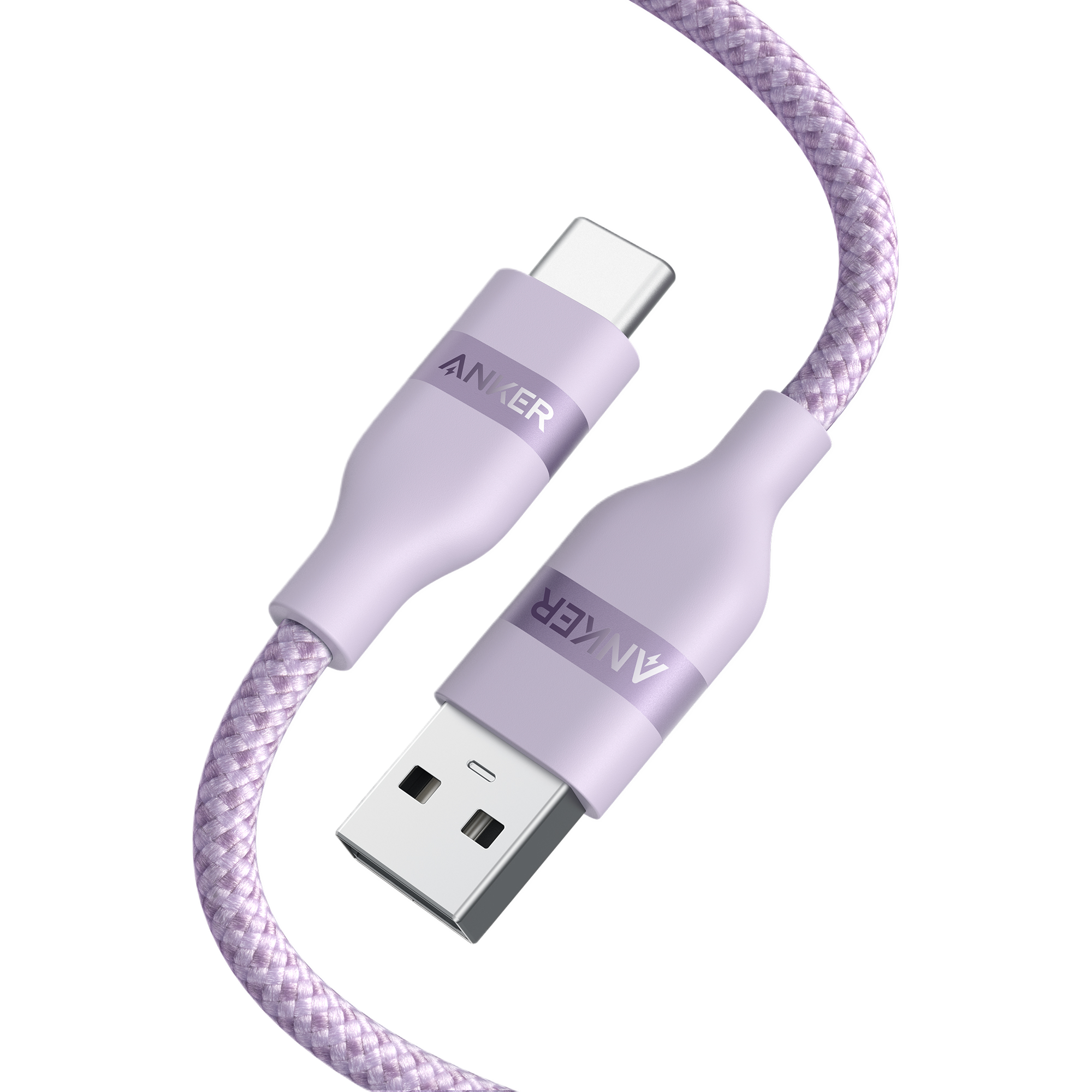 Anker USB-A to USB-C Cable (3 ft/6 ft, Upcycled-Braided) T5 Violet / 3 ft