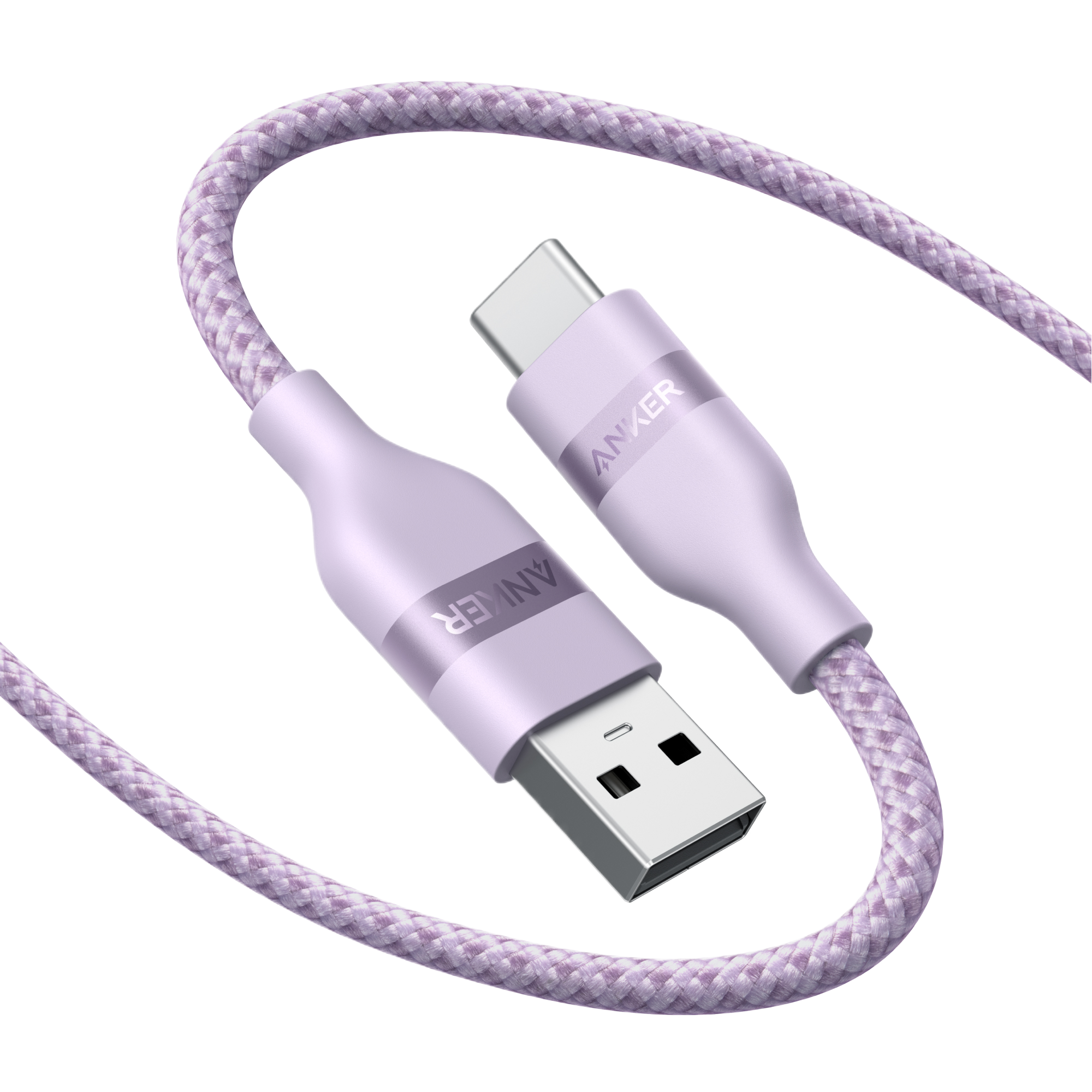 Anker USB-A to USB-C Cable (3 ft/6 ft, Upcycled-Braided) T5 Violet / 6 ft
