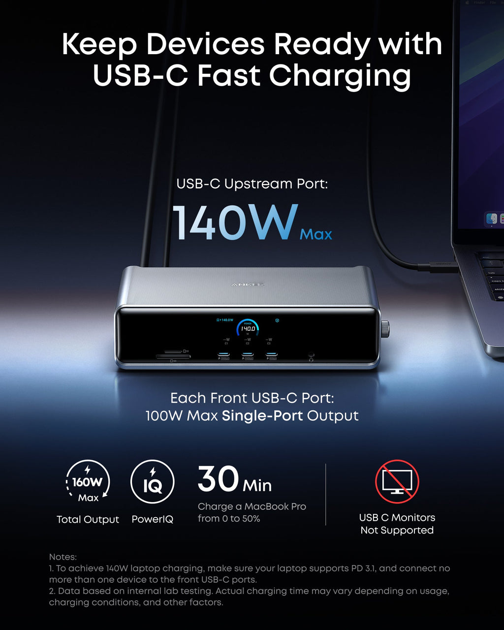 Anker Prime Docking Station (14-in-1, Triple Display, DisplayLink) with DL7400