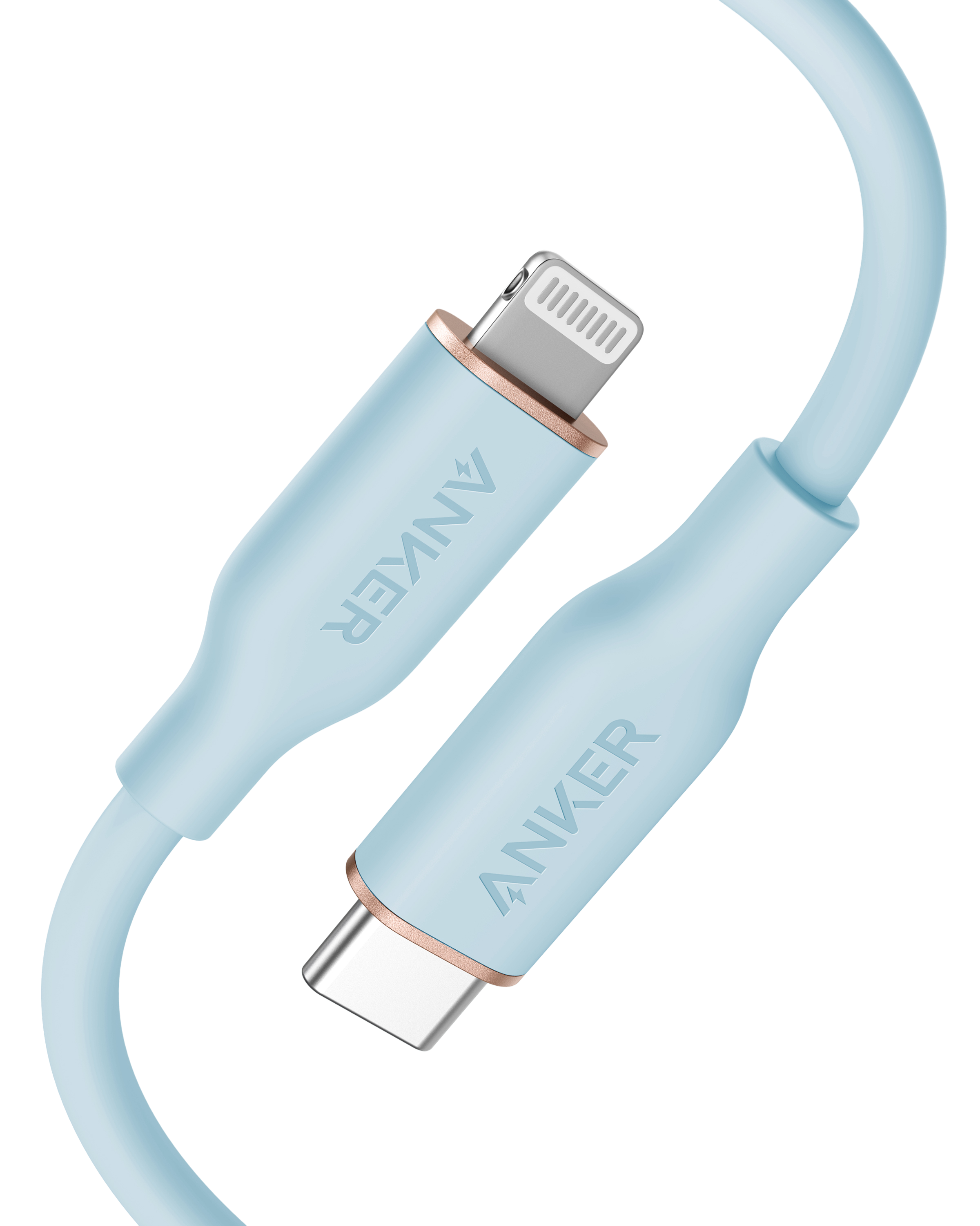 Anker 641 USB-C to Lightning Cable (Flow, Silicone) A4 3ft / Misty Blue