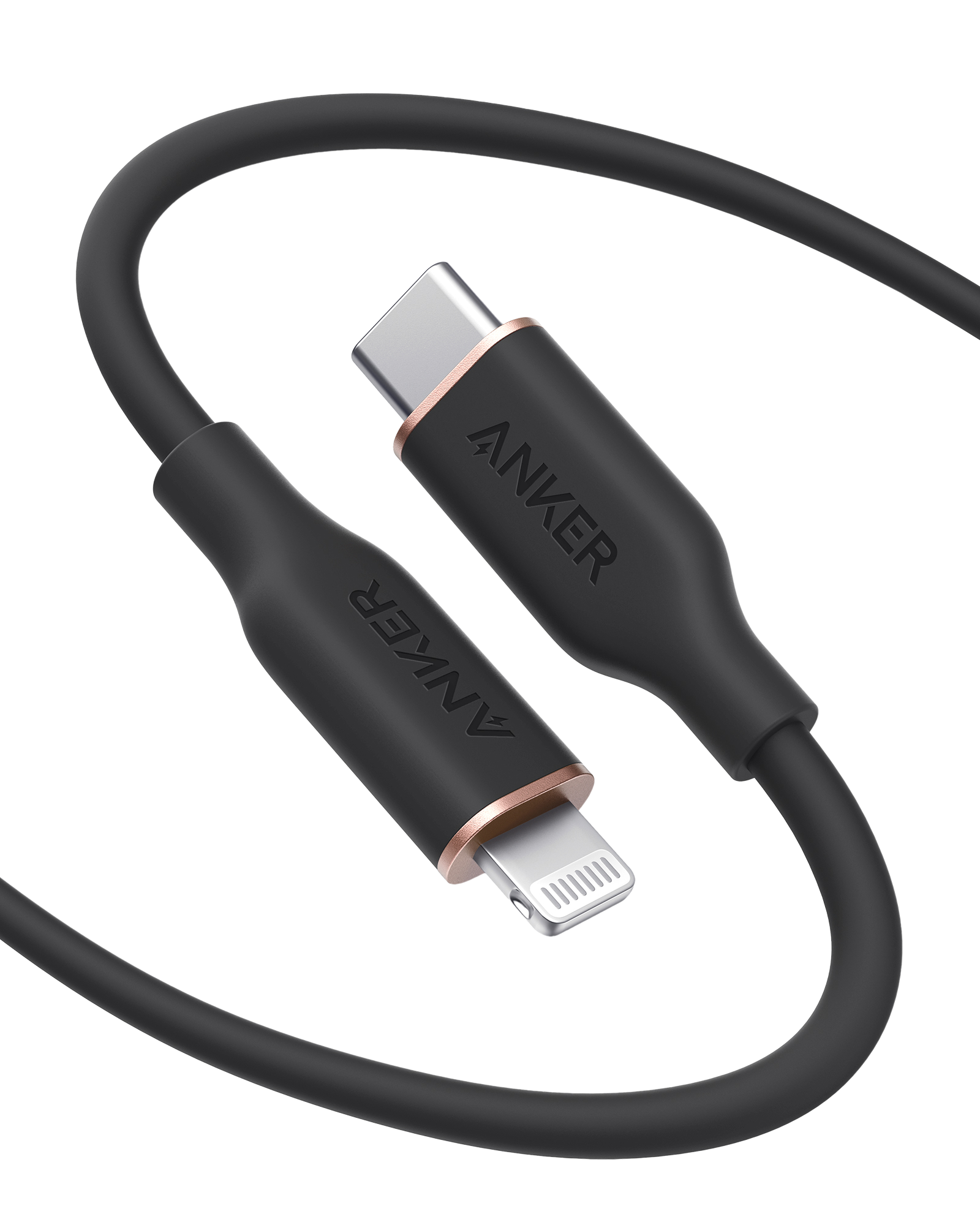 Anker 641 USB-C to Lightning Cable (Flow, Silicone) A4 6ft / Midnight Black