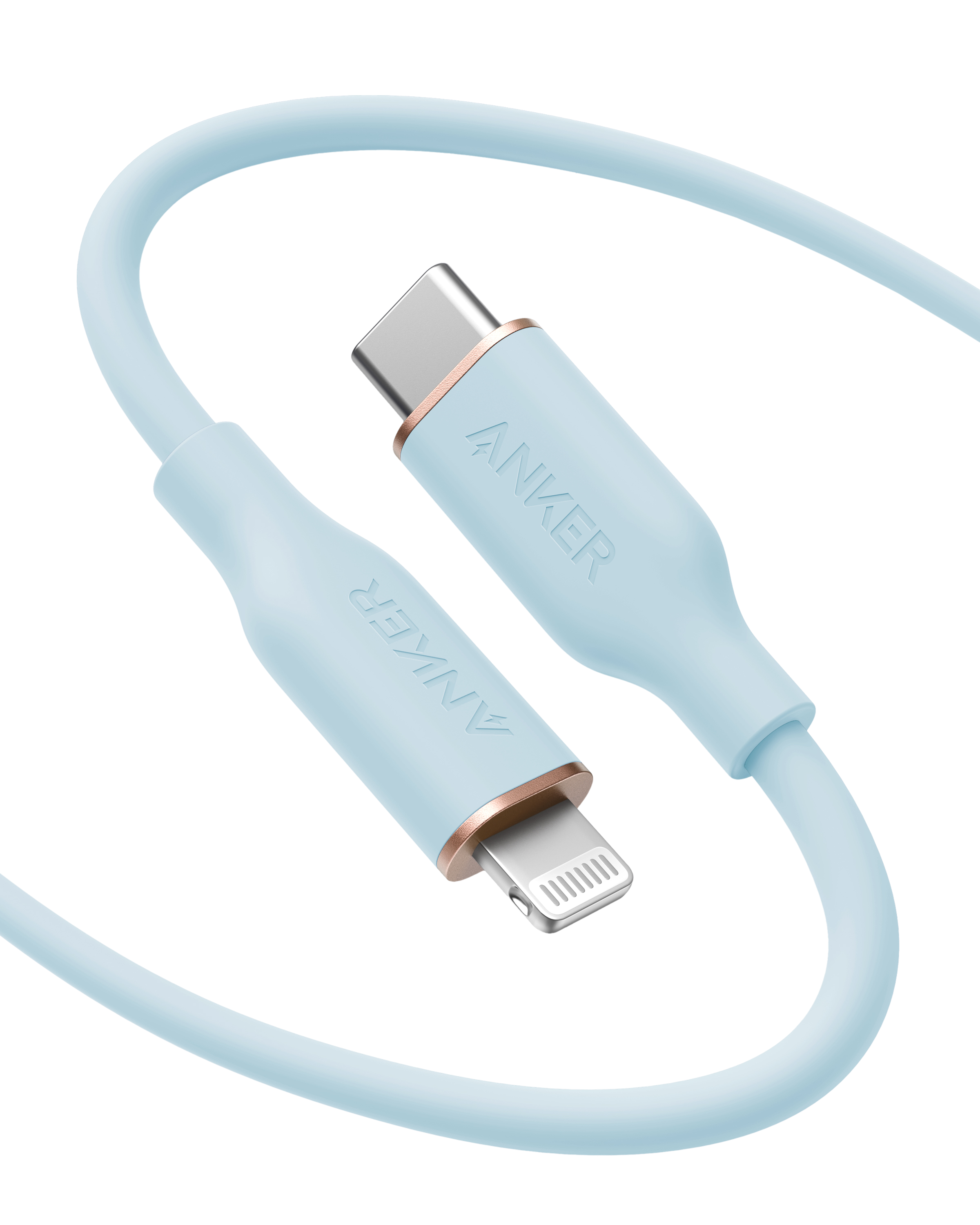 Anker 641 USB-C to Lightning Cable (Flow, Silicone) A4 6ft / Misty Blue