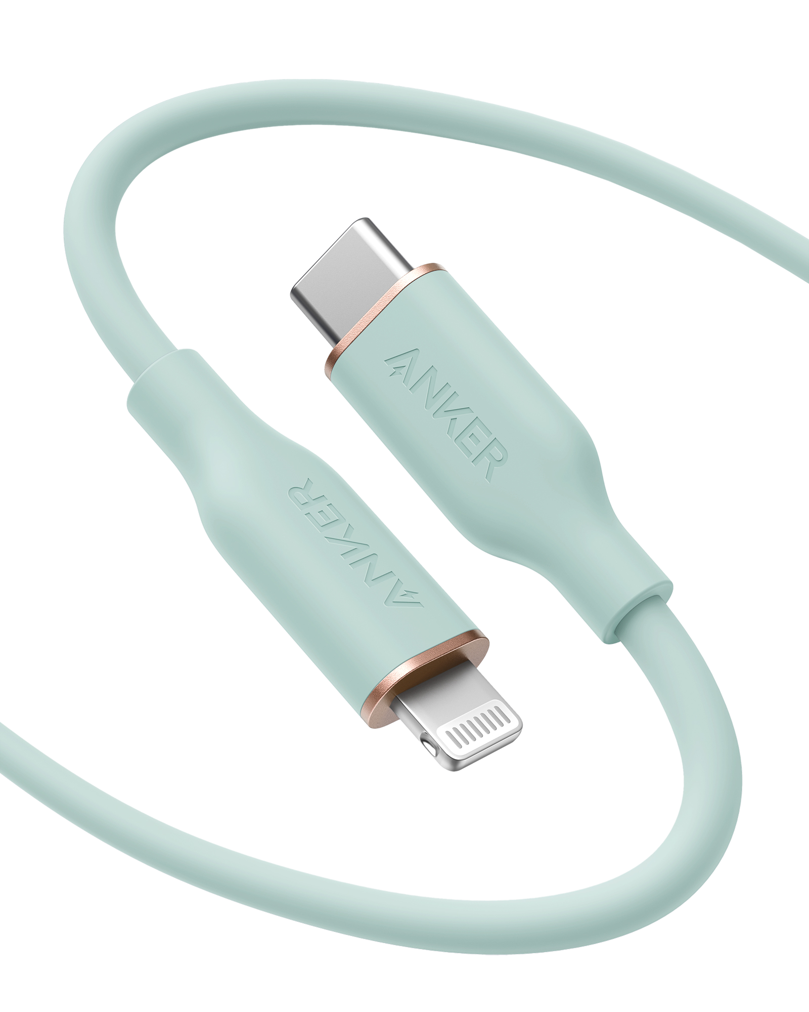 Anker 641 USB-C to Lightning Cable (Flow, Silicone) A4 6ft / Mint Green