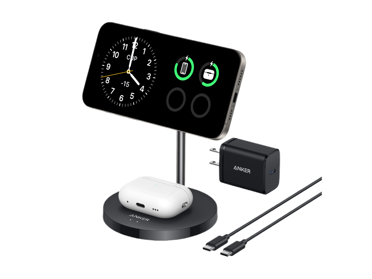 Anker MagGo Wireless Charger (2-in-1, Stand, 40W Adapter Included)