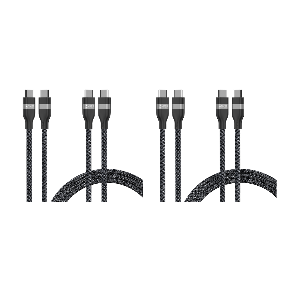 Anker USB-C to USB-C Cable (3 ft / 6 ft, 240W, Upcycled-Braided, 4-Pack)