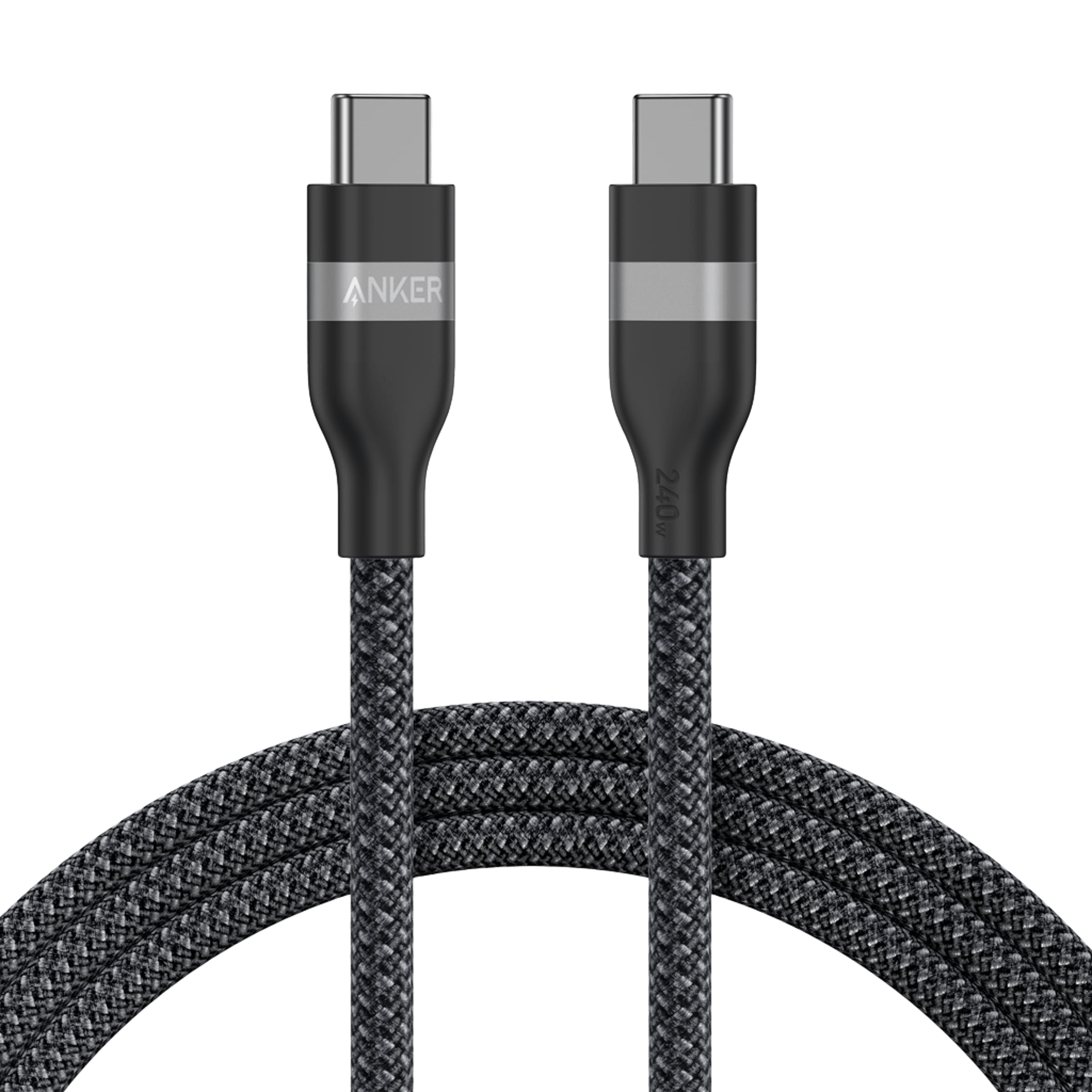 Anker USB-C to USB-C Cable (3 ft / 6 ft, 240W, Upcycled-Braided) H7 6 ft / Black Stone