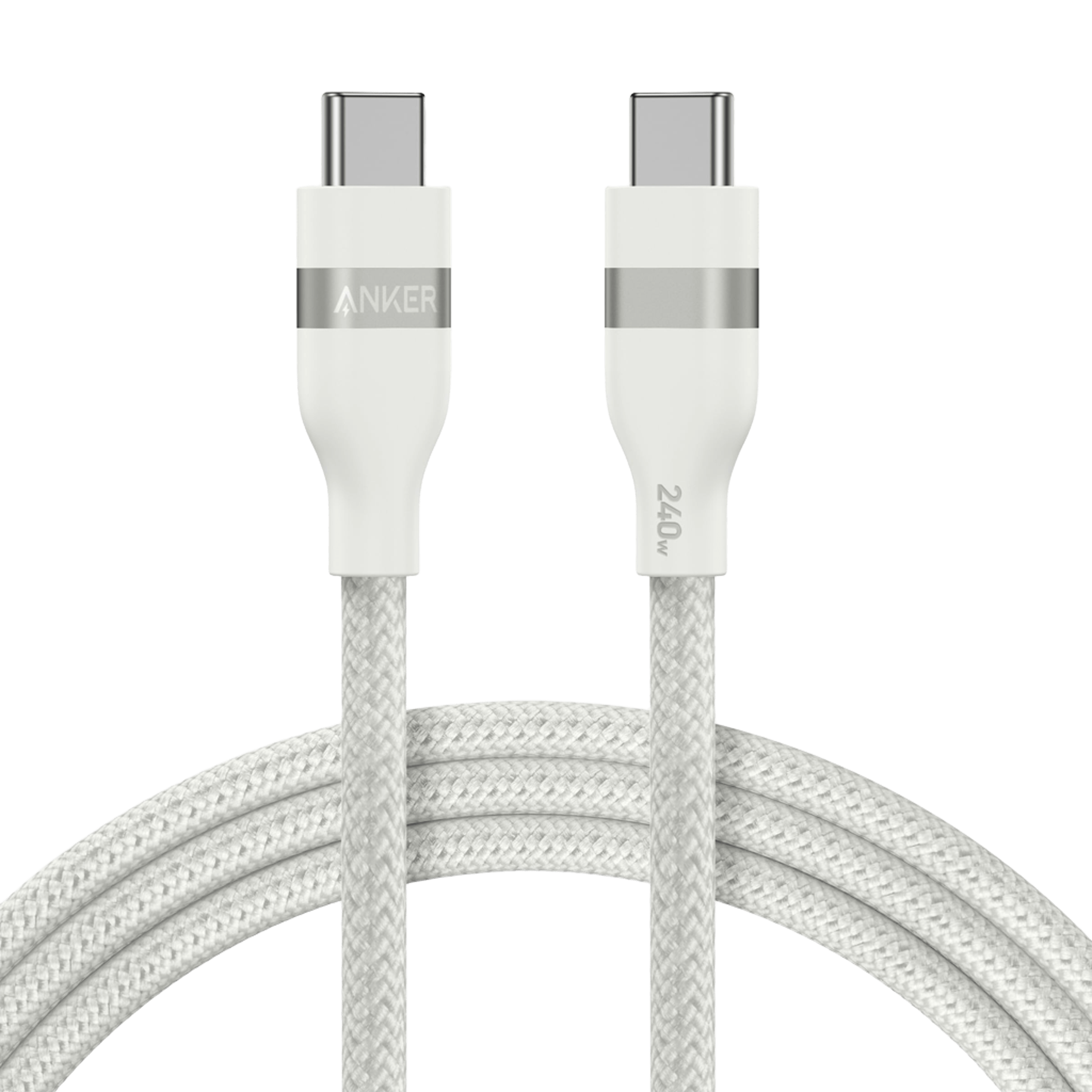 Anker USB-C to USB-C Cable (3 ft / 6 ft, 240W, Upcycled-Braided) H7 6 ft / Shell White